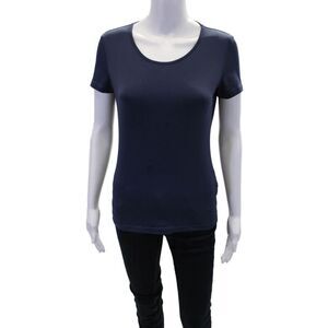 Versace Sport Womens Short Sleeves Stretch Pullover Shirt Blue Size Medium